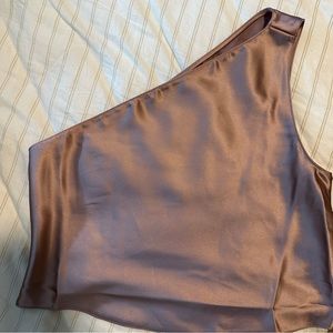 One shoulder silk top